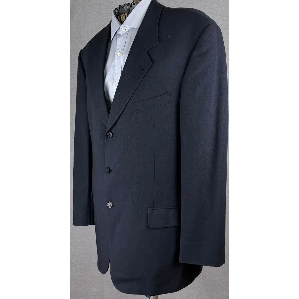 Valentino Uomo Vintage Navy Blue 2‎ Piece Suit 39x31.5 Wool 3 Button Blazer Mens